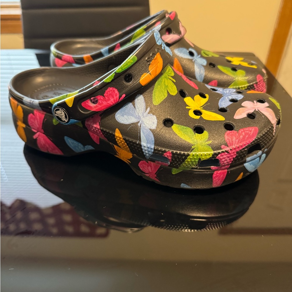 CROCS Black and Pink Mules & Clogs with Slip-Resistant Sole
